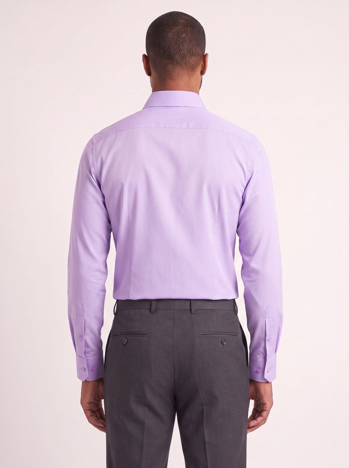 Lilac slim fit dress shirt on model - back view - KCT Menswear