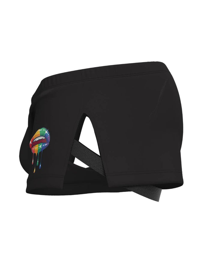 Load My Mouth Mid Waist Trunk With Split - Black - | Private Structure - | MAD Lifestyle