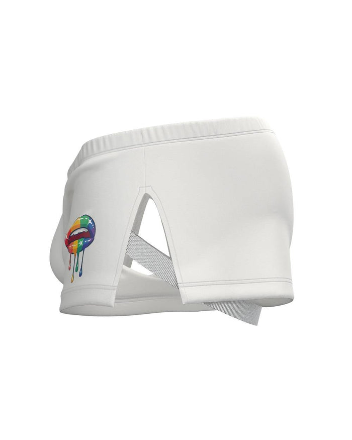 Load My Mouth Mid Waist Trunk With Split - White - | Private Structure - | MAD Lifestyle