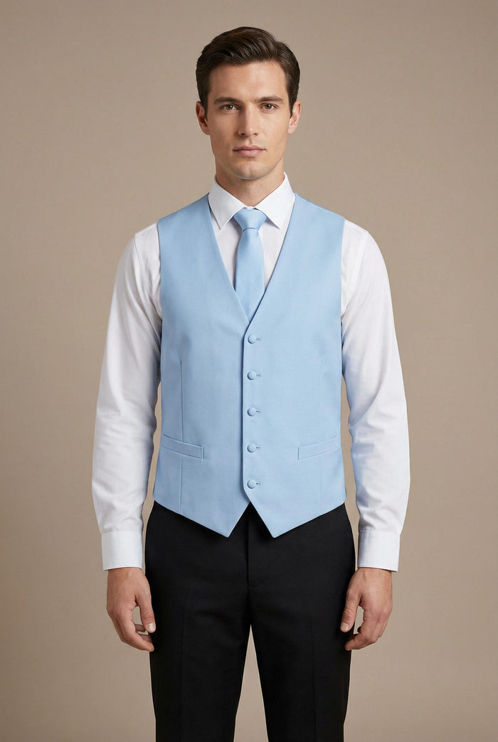 Baby Blue Vest and Tie Set - Model View