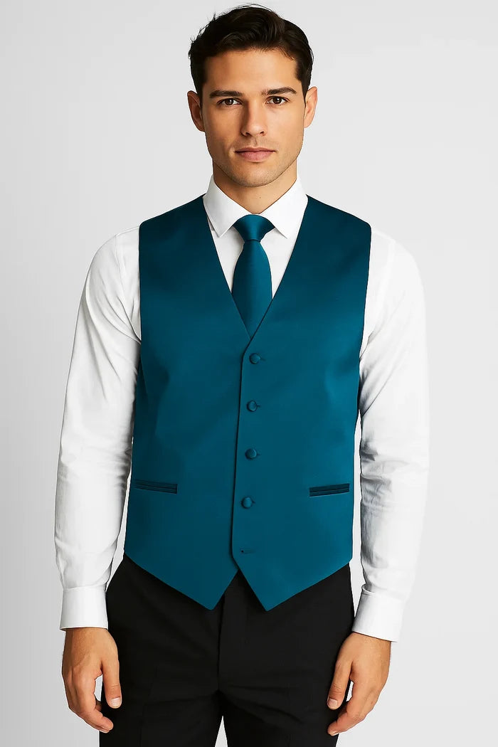 Teal Vest and Tie Set - Model View