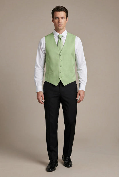 Lettuce Green Vest and Tie Set - Model View