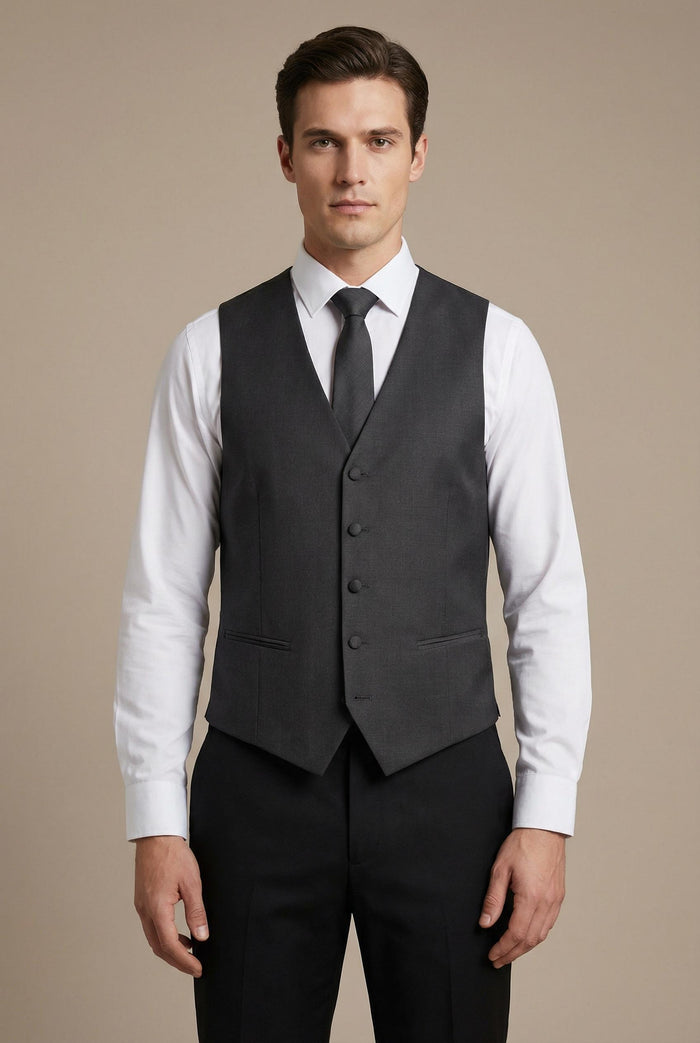 Charcoal Vest and Tie Set - Model View