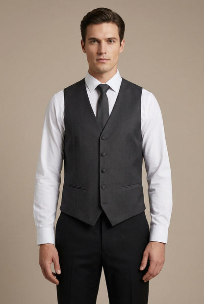 Charcoal Vest and Tie Set - Model View