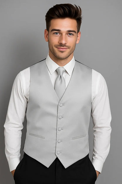 Grey Vest and Tie Set - Model View