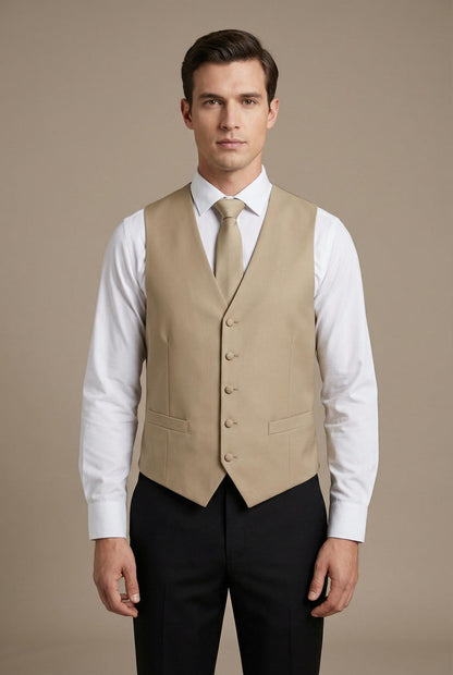 Khaki Vest and Tie Set - Model View