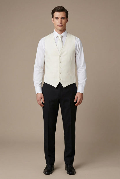 Off White Vest and Tie Set - Model View
