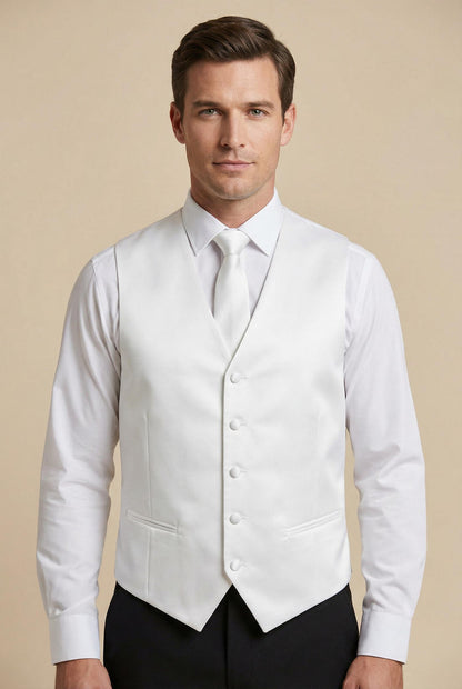 White Vest and Tie Set - Model View