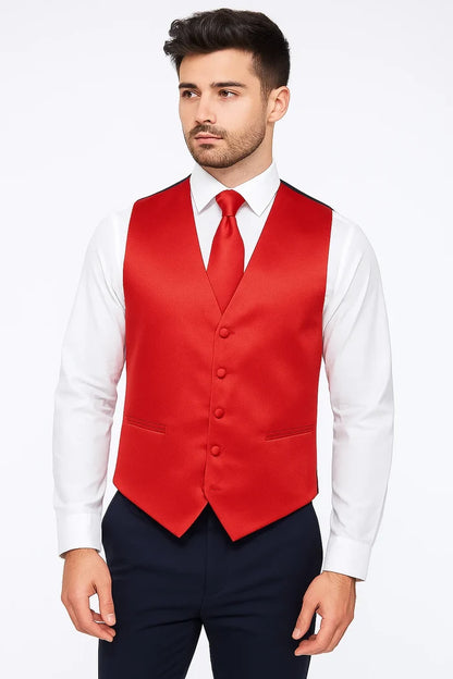 Red Vest and Tie Set - Model View