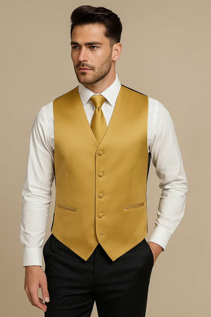True Gold Vest and Tie Set - Model View