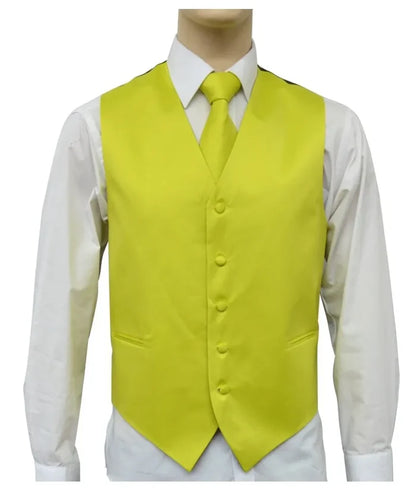 Chartreuse Yellow Vest and Tie Set