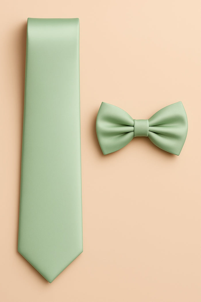 Mint Green Tie and Bowtie Set with Matching Pocket Square - KCT Menswear