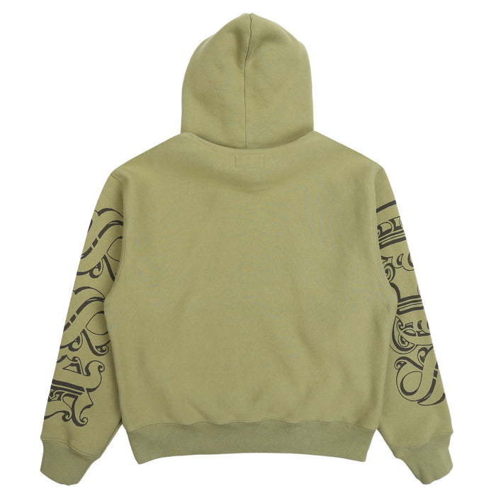 Motif Print Hood - Moss