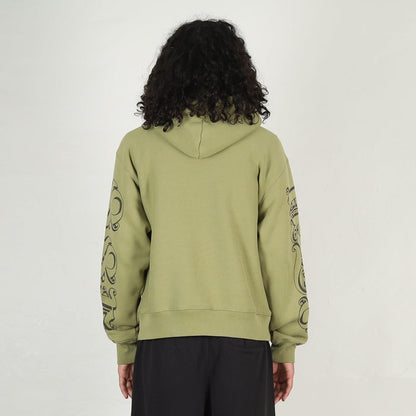Motif Print Hood - Moss
