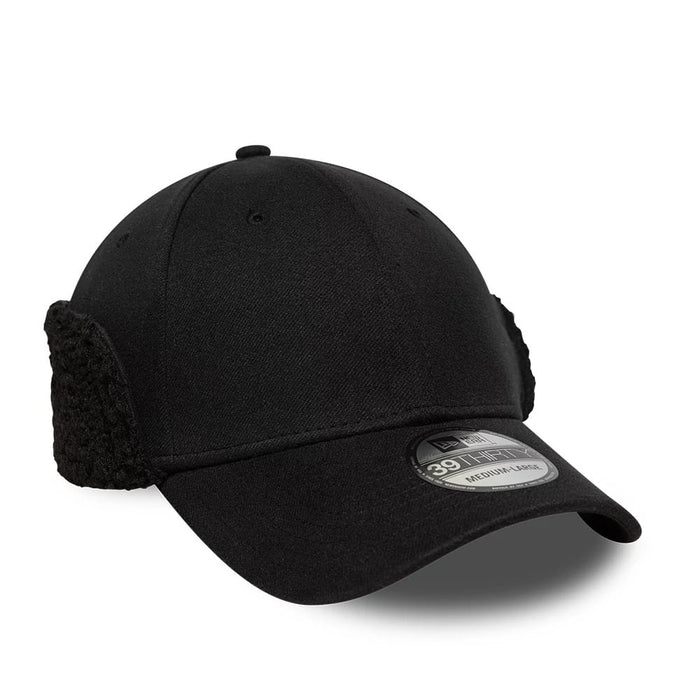 Pictured in this New Era Black 39THIRTY Downflap Stretch Fit Cap 4