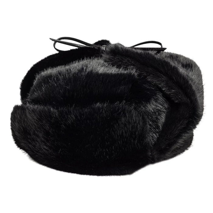 Pictured is this New Era Faux Fur Trapper hat in black. 1