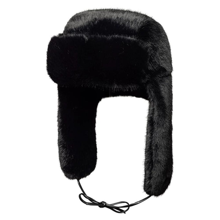 Pictured is this New Era Faux Fur Trapper hat in black. 2