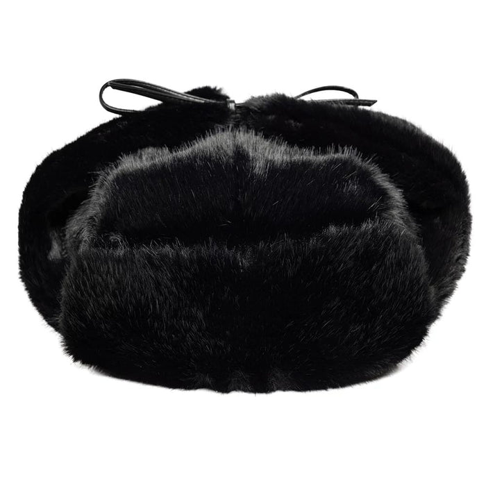 Pictured is this New Era Faux Fur Trapper hat in black. 3