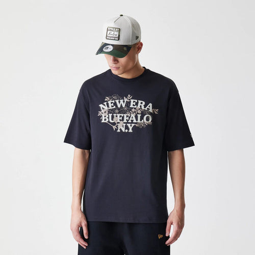 The Male model is wearing  New Era Floral Black Oversized T-Shirt 1