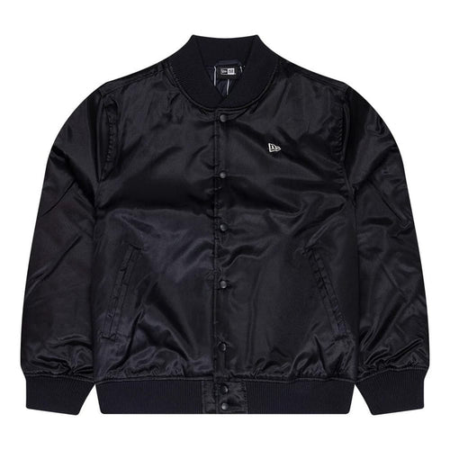 The Male model is wearing New Era Navy Bomber Jacket 1