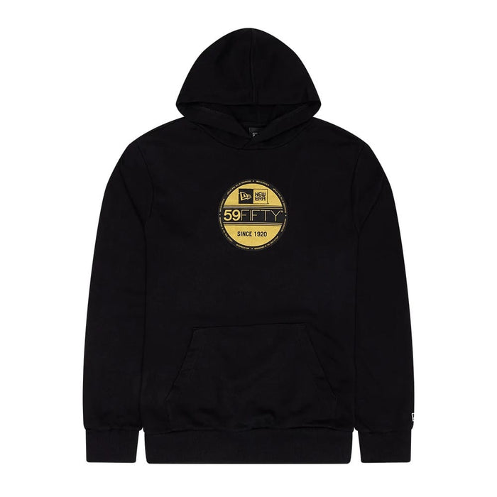 The Male model is wearing New Era Sticker Graphic Black Pullover Hoodie 1