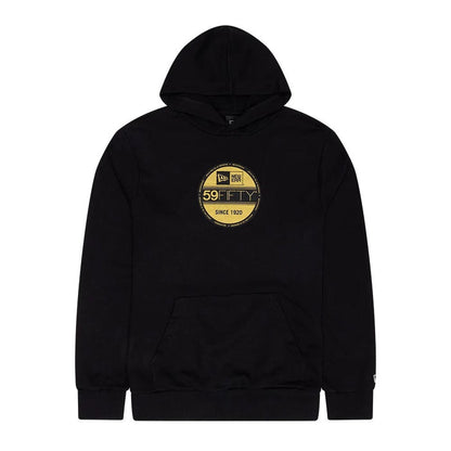 The Male model is wearing New Era Sticker Graphic Black Pullover Hoodie 1