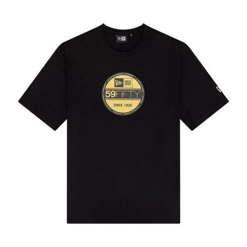 The Male model is wearing New Era Sticker Graphic Black T-Shirt 1