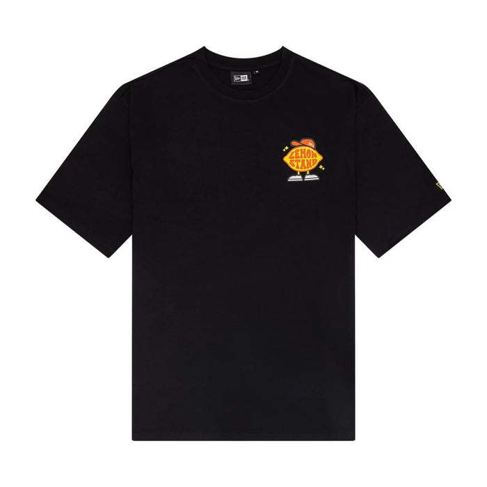 The Male model is wearing New Era Summer Graphic Black Oversized T-Shirt 1