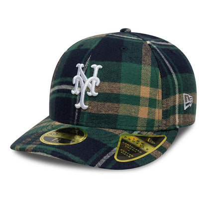 Pictured is this MLB Check New York Mets Low Profile 59FIFTY Fitted cap in dark green. 1