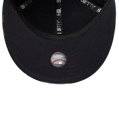 Pictured is this MLB Check New York Mets Low Profile 59FIFTY Fitted cap in dark green. 2