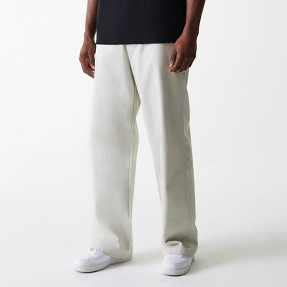 The Male model is wearing New York Yankees MLB Light Beige Chino Trousers 3