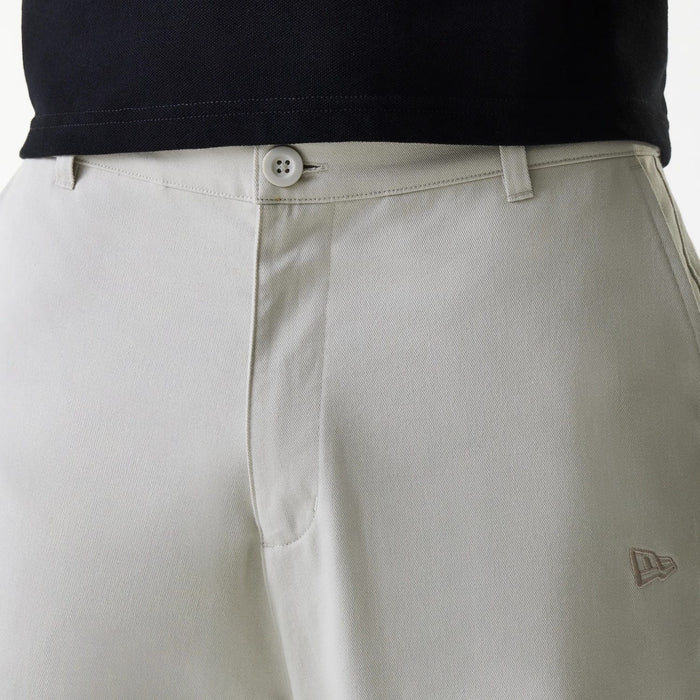 The Male model is wearing New York Yankees MLB Light Beige Chino Trousers 6
