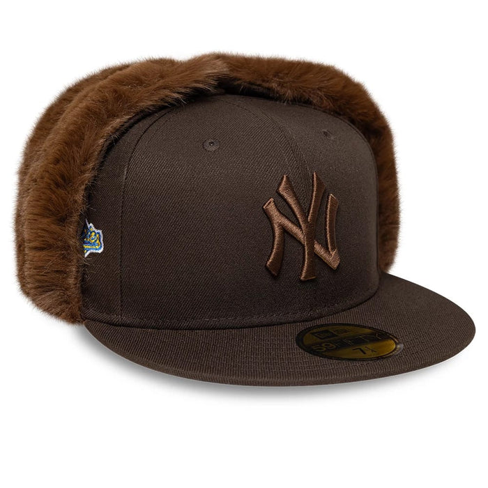 Pictured is this MLB World Series New York Yankees Dogear 59FIFTY Fitted cap in dark brown. 1