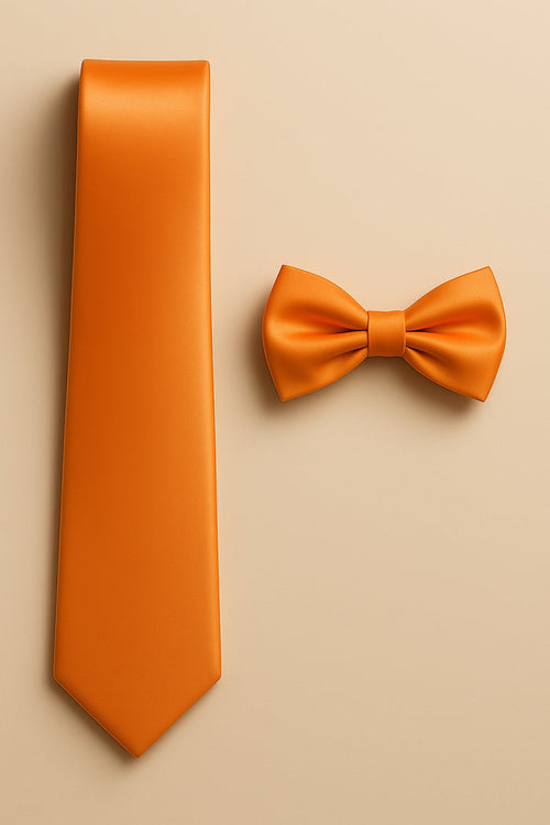 Orange Tie and Bowtie Set with Matching Pocket Square - KCT Menswear