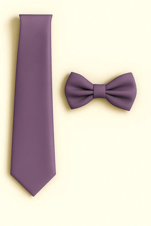 Pastel Purple Tie and Bowtie Set with Matching Pocket Square - KCT Menswear