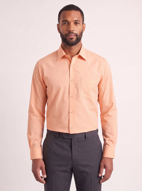 Peach classic fit dress shirt on model - front view - KCT Menswear