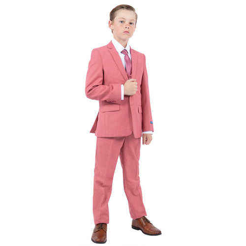 Perry Ellis Boys Coral 5-Piece Suit Set - Front View | Kids Wedding Ring Bearer Formal | KCT Menswear