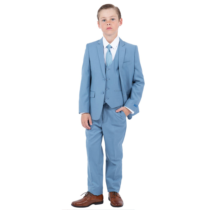 Perry Ellis Boy's 5pc Solid Suit - Dusty Blue