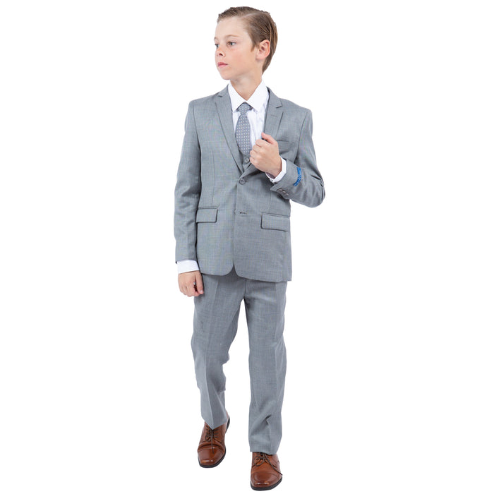 Perry Ellis Boys Blue Sharkskin 5-Piece Suit - Front View | Premium Kids Formal Wear | KCT Menswear