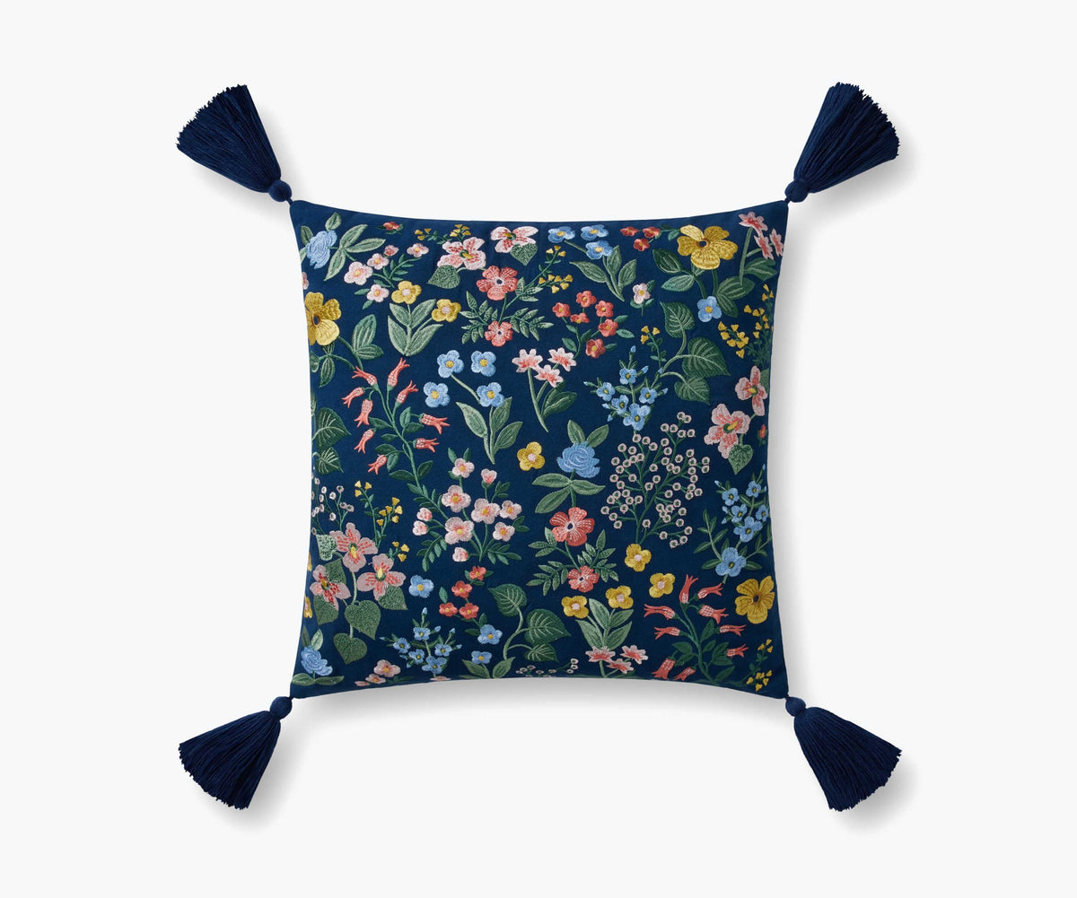 Mayfair Embroidered Pillow - Navy