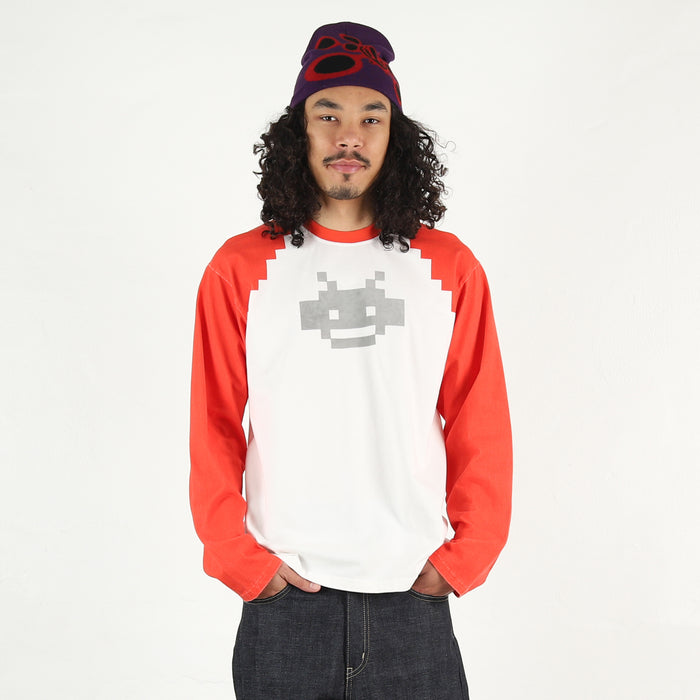 Pixel Raglan L/S - Red/White