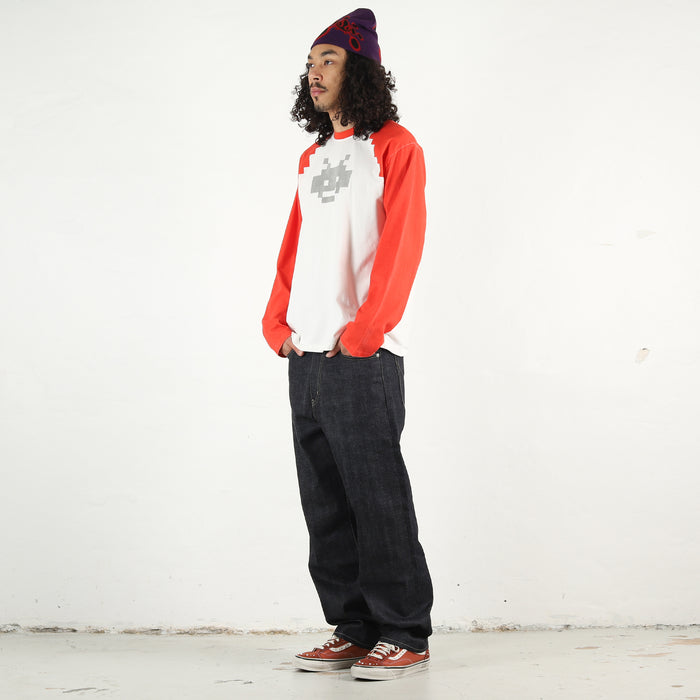 Pixel Raglan L/S - Red/White