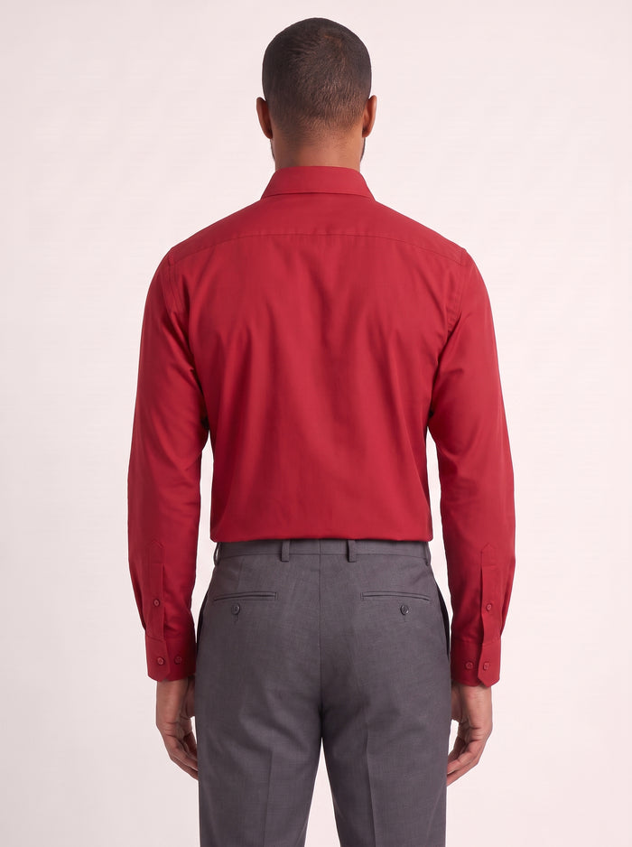 Red classic fit dress shirt on model - back view - KCT Menswear