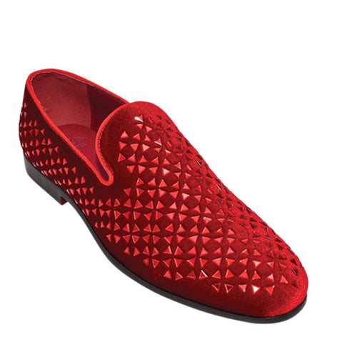 Men's red velvet dress shoes for prom - KCT Menswear