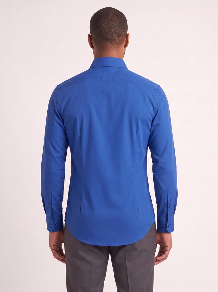 Royal Blue slim fit dress shirt on model - back view - KCT Menswear