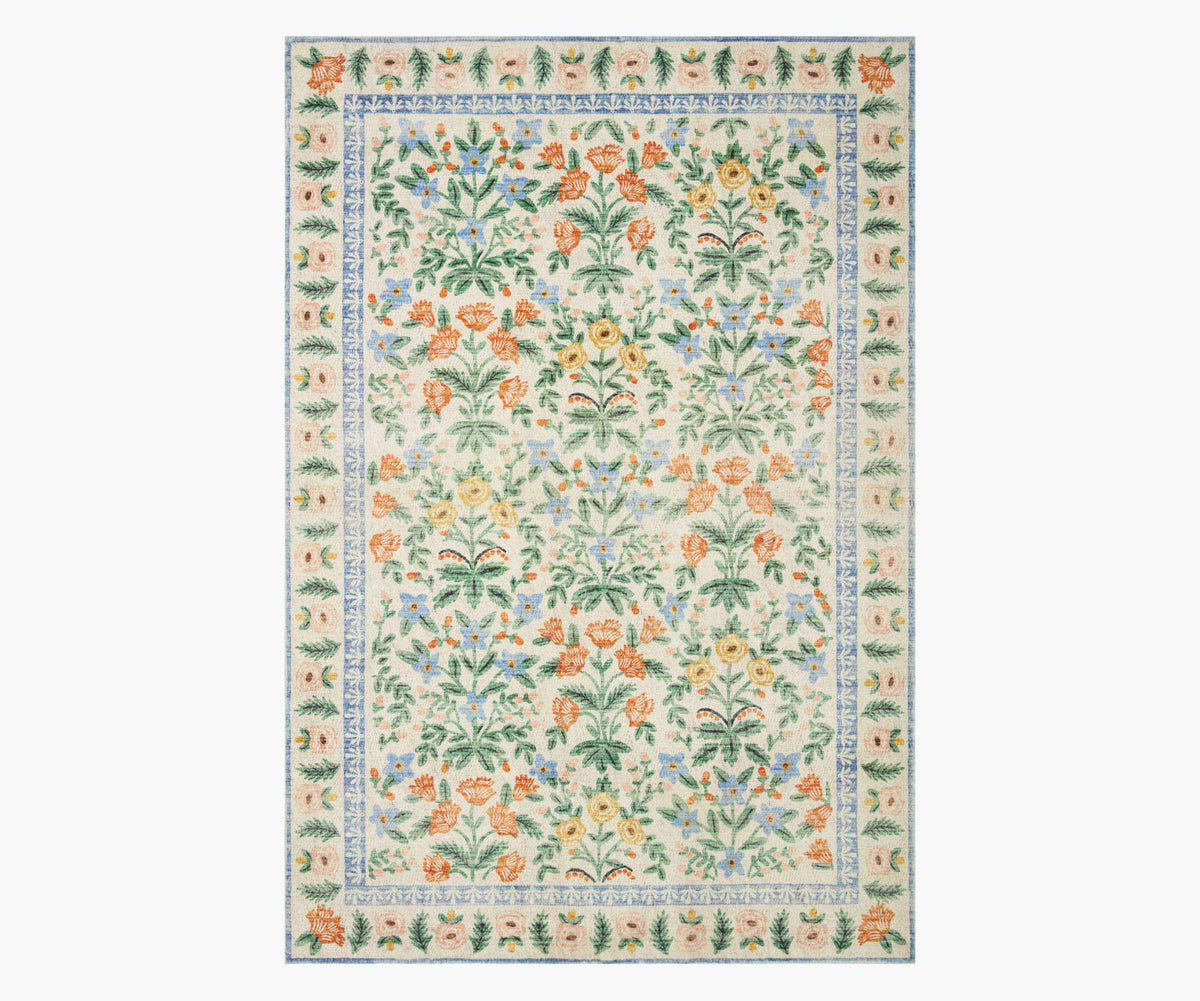 Eden Mughal Garden Power Loomed Rug - Cream