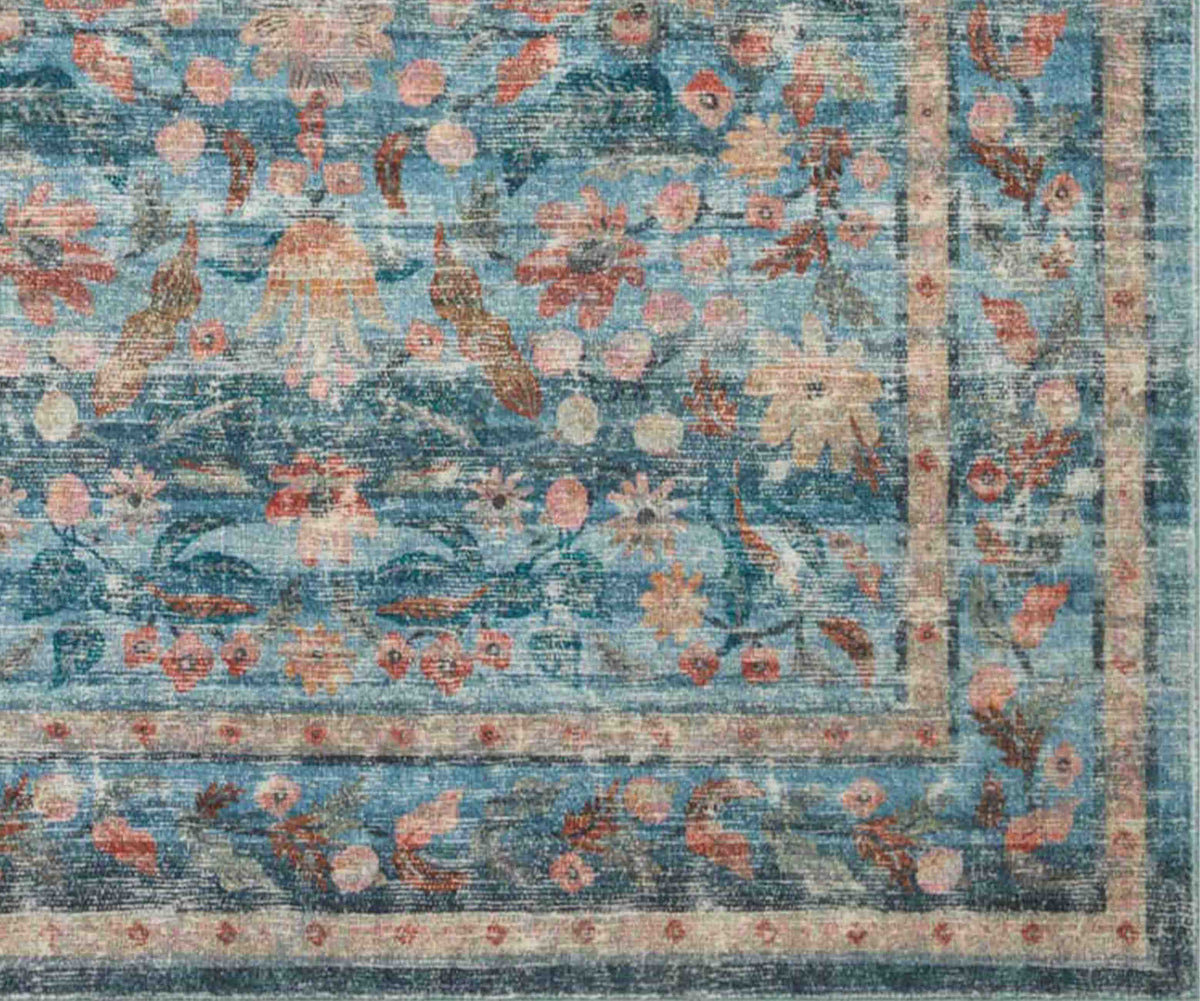 Courtyard Eve Printed Rug - Blue
