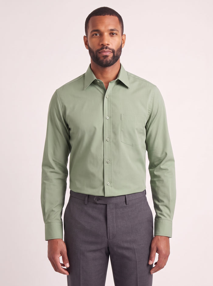 Sage classic fit dress shirt on model - front view - KCT Menswear