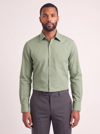 Sage classic fit dress shirt on model - front view - KCT Menswear