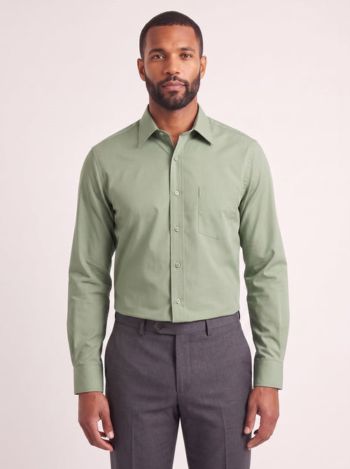 Sage classic fit dress shirt on model - front view - KCT Menswear